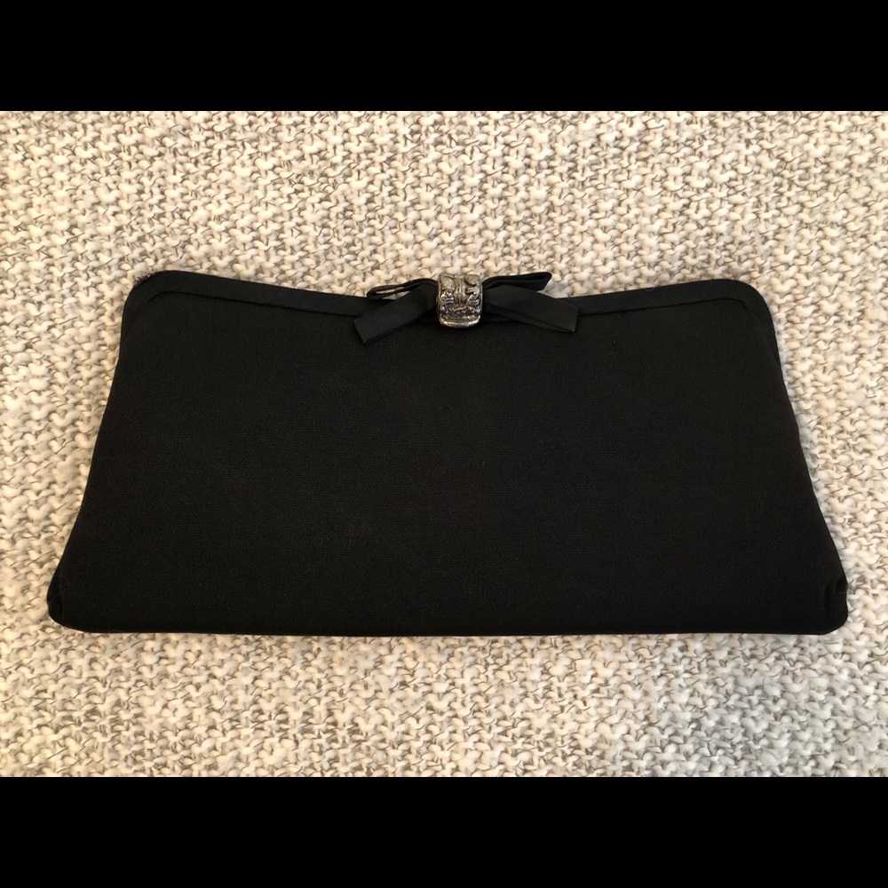 Vintage clutch black with pewter detail clasp